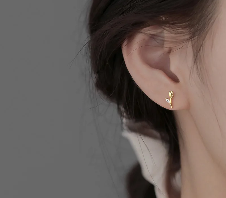 Pendientes de tulipán con circonita