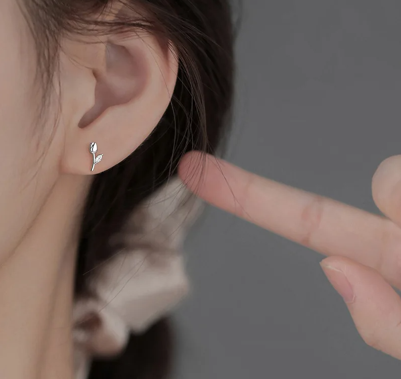 Pendientes de tulipán con circonita