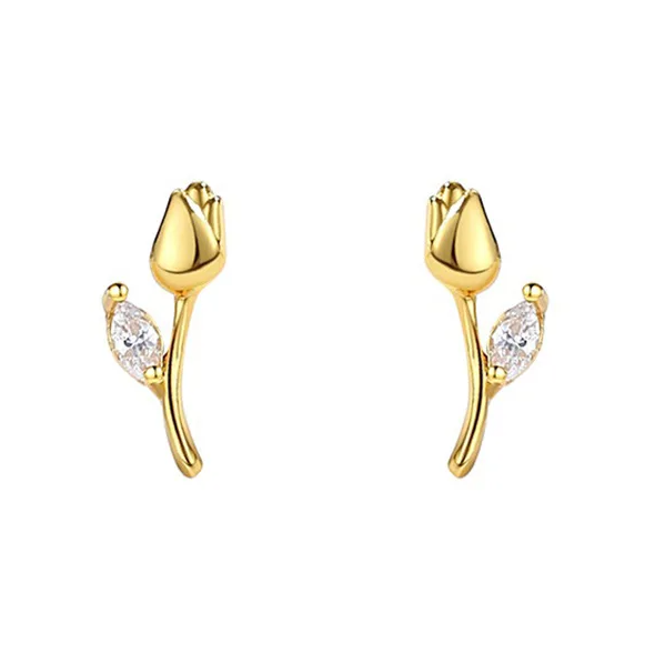 Pendientes de tulipán con circonita