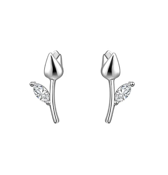 Pendientes de tulipán con circonita