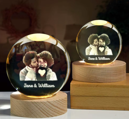 Bola cristal con base led personalizada